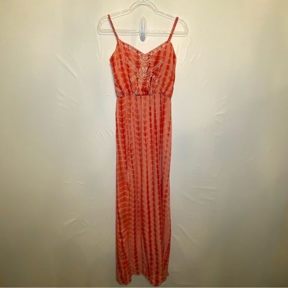 Flying Tomato Coral Tie Dye Women’s Boho Embroidered Maxi Dress SZ S - Picture 4 of 15